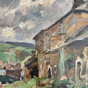 José WOLFF "Ardense boerderij" olieverf op paneel