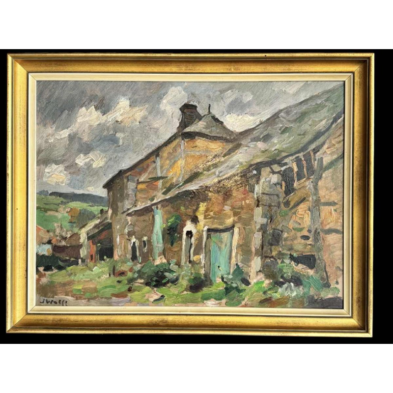 José WOLFF "Ardense boerderij" olieverf op paneel