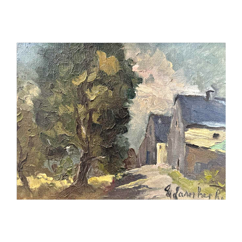 Marie LAMBREXHE «Paysage d'Ardenne» peinture huile sur toile