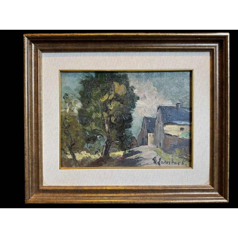 Marie LAMBREXHE "Ardenne landscape" painting oil on canvas