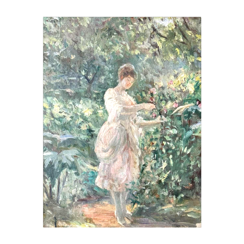 Louis FAILLE (1878-1964) attribué à «Élégante au jardin » peinture huile panneau