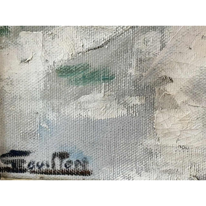 Georges BOUILLON (1891-1943): « Chasseur et son chien dans la neige » peinture