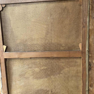 Georges BOUILLON " Hunter and his dog in the snow " oil on canvas