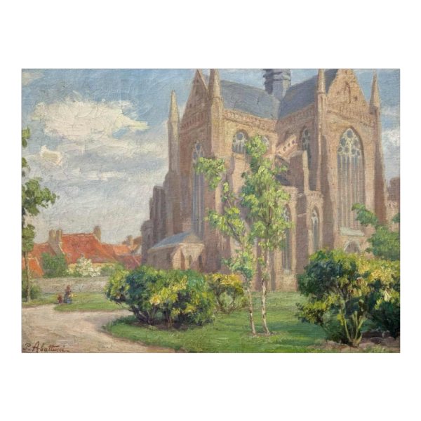 Pierre Abattucci (1871-1942): « Church of Saint Walburge in Furnes » painting