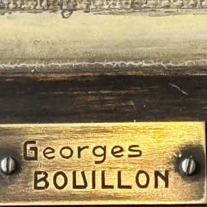 Georges BOUILLON (1891-1943): « Chasseur et son chien dans la neige » peinture