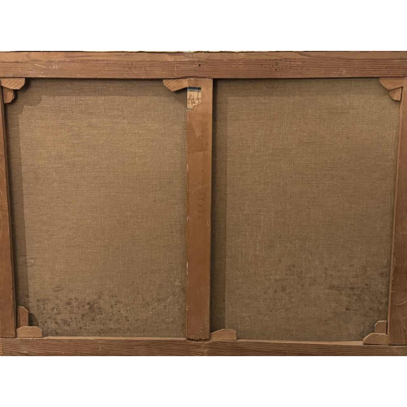 Émile ROULIN (vers 1958) « Meules de foin dans un paysage mosan ou condruzien »