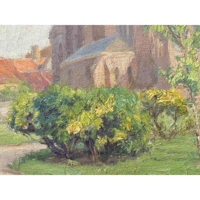 Pierre Abattucci (1871-1942): " Veurne Sint Walburgiskerk " schilderij