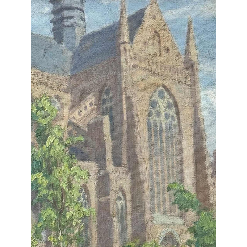 Pierre Abattucci (1871-1942): " Veurne Sint Walburgiskerk " schilderij