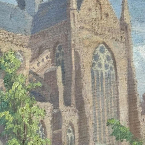 Pierre Abattucci (1871-1942): « Église Sainte Walburge à Furnes » peinture