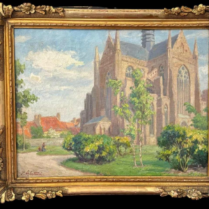 Pierre Abattucci (1871-1942): « Église Sainte Walburge à Furnes » peinture