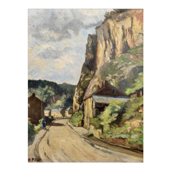 Nicolas PITOT « Comblain-au-Pont » tableau huile sur toile