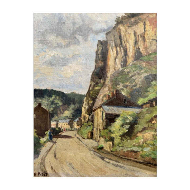 Nicolas PITOT « Comblain-au-Pont » tableau huile sur toile