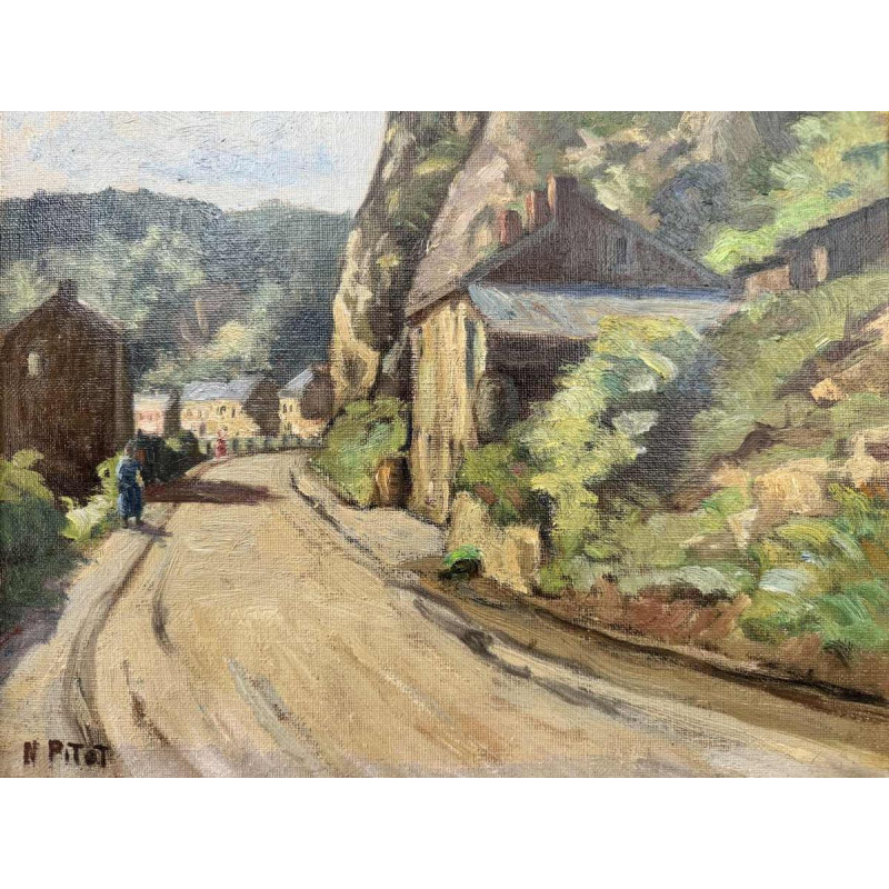 Nicolas PITOT « Comblain-au-Pont » schilderij olie op doek