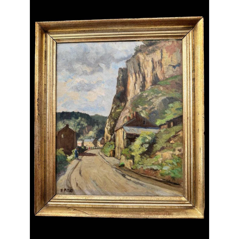 Nicolas PITOT « Comblain-au-Pont » painting oil on canvas
