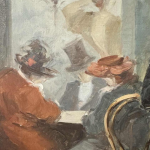 Brewery scene - bistro in the 1900s, painting oil on canvas, artist to be identified