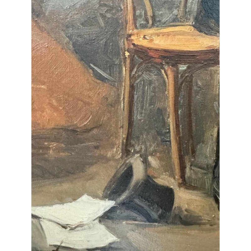 Brewery scene - bistro in the 1900s, painting oil on canvas, artist to be identified