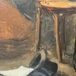 Brouwerijtafereel - bistro in de jaren 1900, schilderij olieverf op doek, kunstenaar te identificeren