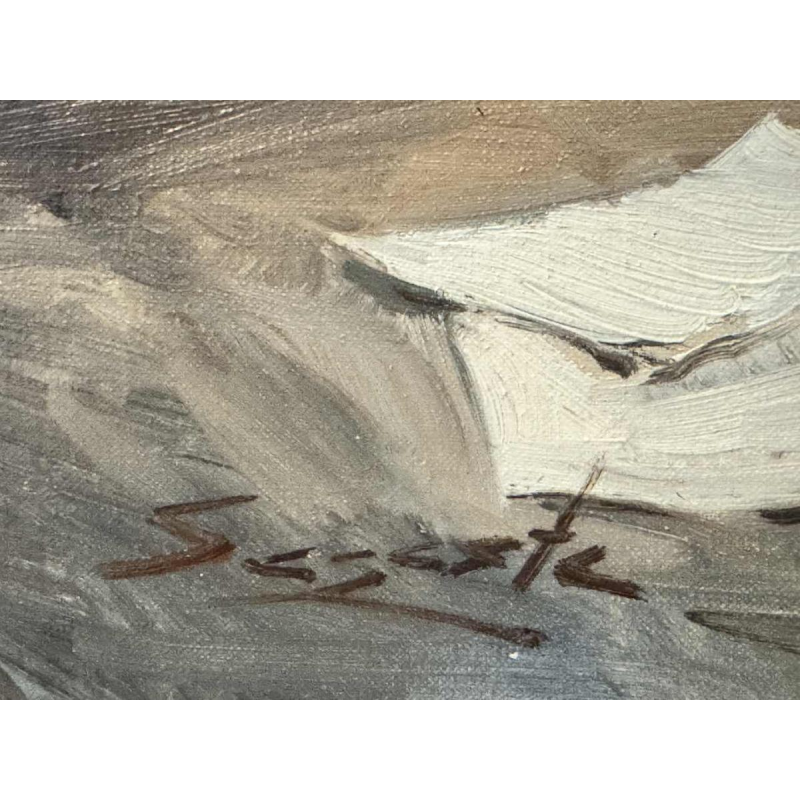 Brewery scene - bistro in the 1900s, painting oil on canvas, artist to be identified