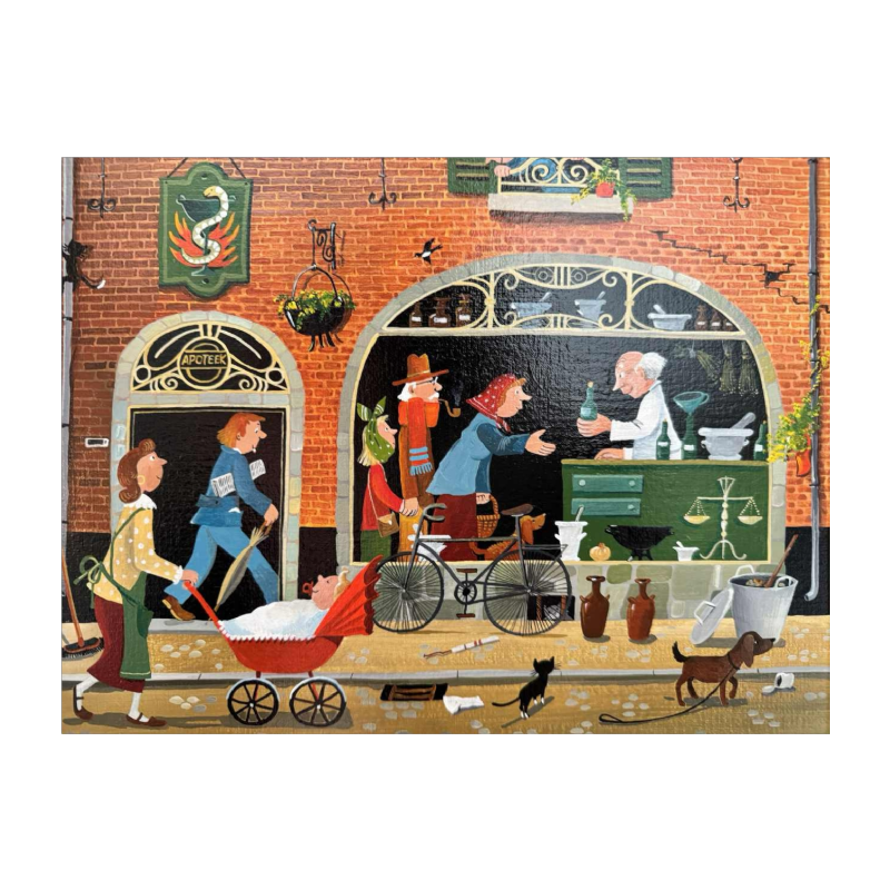 Marie-Louise BATARDY (1943-): « Rue de la pharmacie » peinture