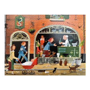 Marie-Louise BATARDY (1943-): « Straat van de apotheek » schilderij