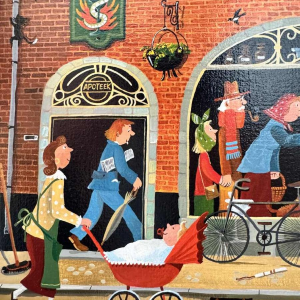 Marie-Louise BATARDY (1943-): «Street of the chemistry » painting