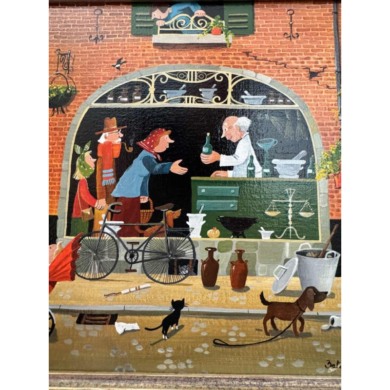 Marie-Louise BATARDY (1943-): «Street of the chemistry » painting