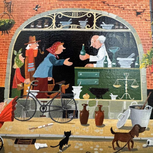 Marie-Louise BATARDY (1943-): « Rue de la pharmacie » peinture