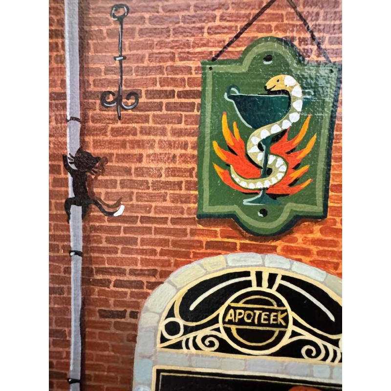 Marie-Louise BATARDY (1943-): « Rue de la pharmacie » peinture