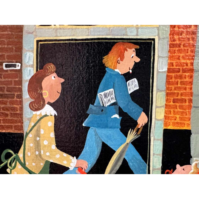 Marie-Louise BATARDY (1943-): « Straat van de apotheek » schilderij