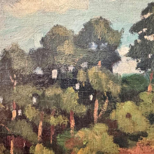 Nicolas PITOT (1890-1971): « Comblain-au-Pont et la tour Saint Martin » peinture