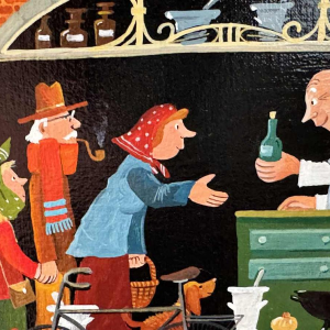 Marie-Louise BATARDY (1943-): « Straat van de apotheek » schilderij