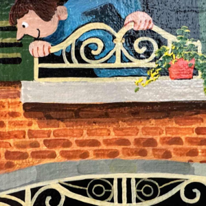 Marie-Louise BATARDY (1943-): « Straat van de apotheek » schilderij