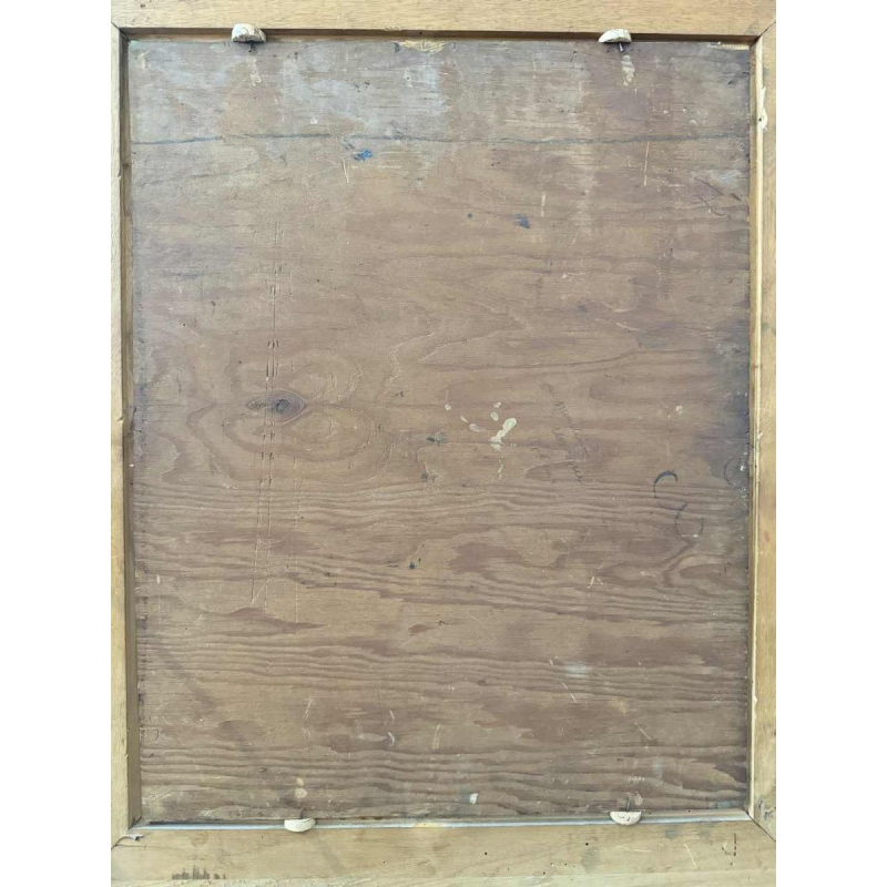 Nicolas PITOT 'Comblain-au-Pont en de Sint-Martinus toren' schilderij olieverf op paneel, ca 1950