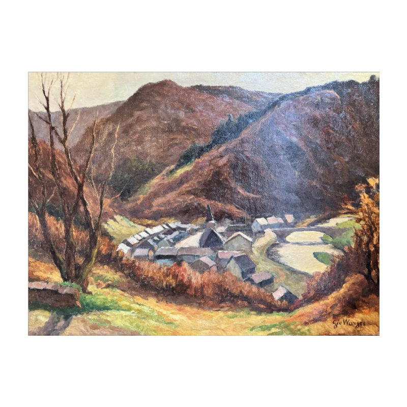 Géo WARZEE « Paysage de la Semois » peinture huile sur toile
