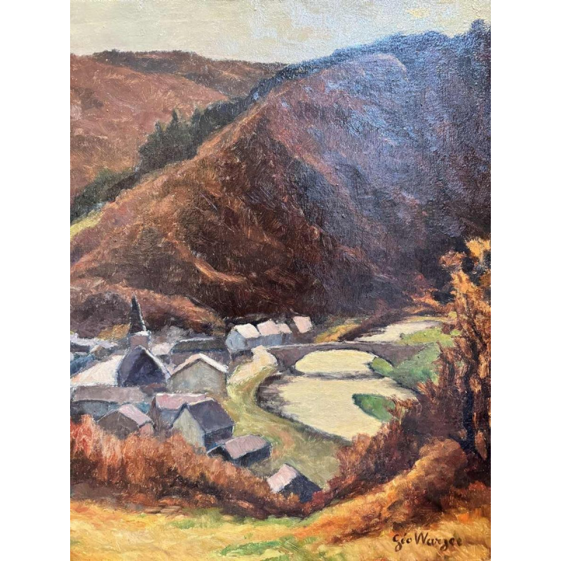 Géo WARZEE " Landscape of the Semois " painting oil on canvas