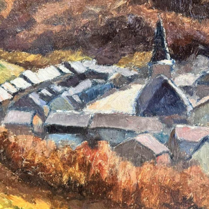 Géo WARZEE " Landscape of the Semois " painting oil on canvas