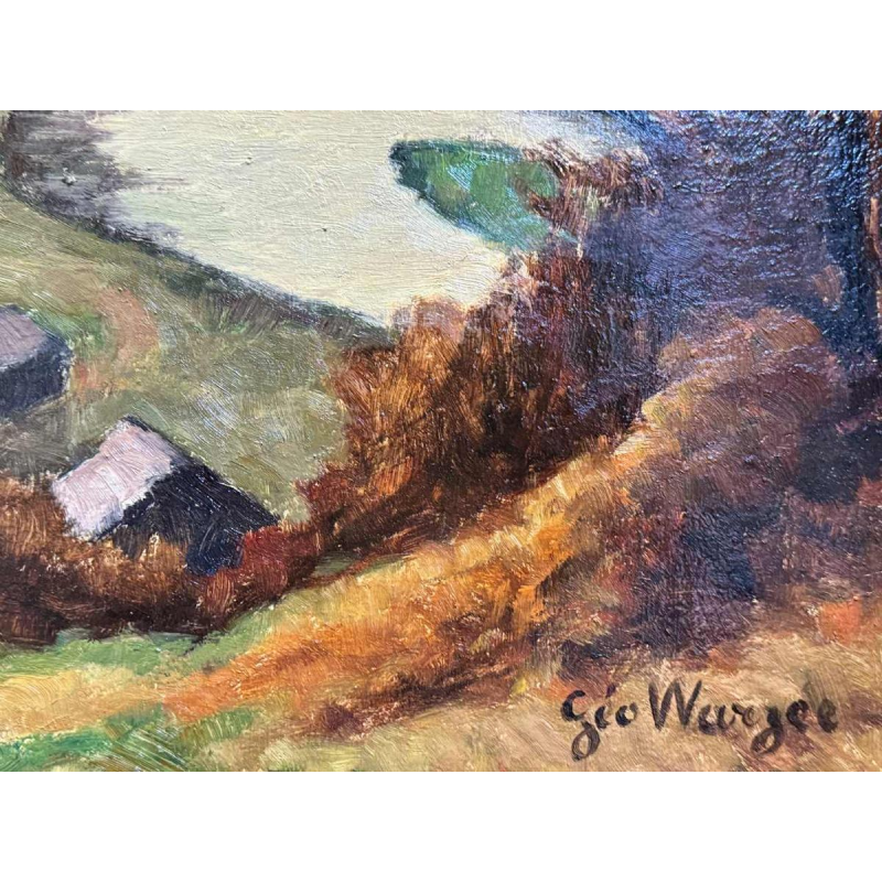 Géo WARZEE " Landschap van de Semois " schilderij olieverf op doek