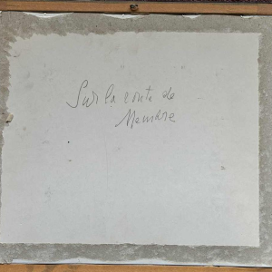 Jeanne PORTENART « Séchoirs à tabac sur la route de Membre-sur-Semois » peinture huile sur panneau