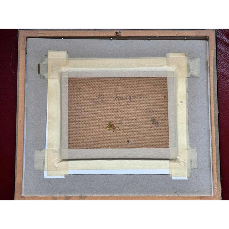 Jeanne PORTENART « Tabaksdrogers op de weg van Membre-sur-Semois » schilderij olieverf op paneel