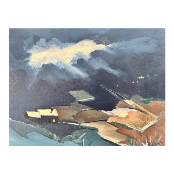 Désiré LOUETTE « Avant la nuit sombre » acrylique peinture sur panneau