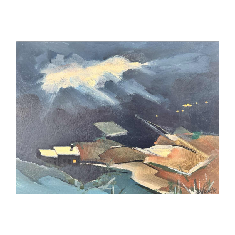 Désiré LOUETTE « Avant la nuit sombre » acrylique peinture sur panneau