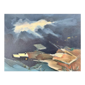 Désiré LOUETTE « Avant la nuit sombre » acrylique peinture sur panneau