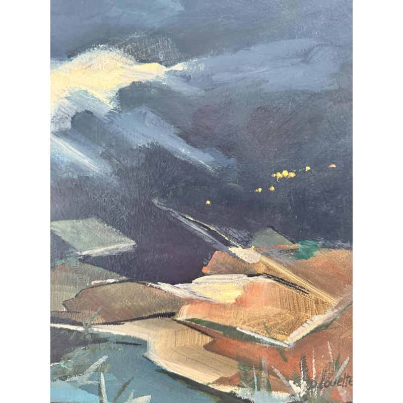 Désiré LOUETTE « Avant la nuit sombre » acrylique peinture sur panneau