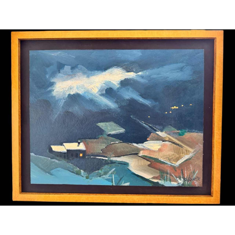 Désiré LOUETTE « Avant la nuit sombre » acrylique peinture sur panneau