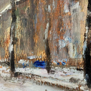 Gereserveerd Roger BERCKMANS " in de besneeuwde straat " olieverf op karton