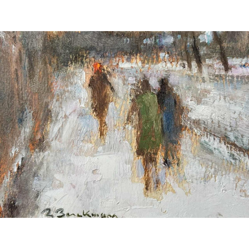 Réservé Roger BERCKMANS « dans la rue enneigée » huile sur carton