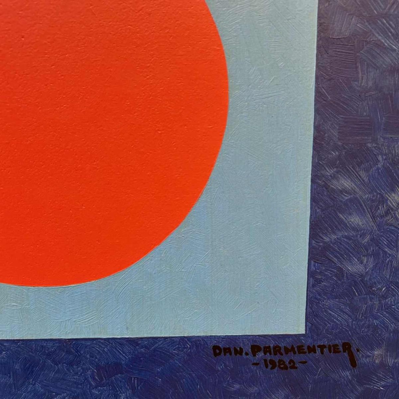 Dan Parmentier «La naissance - La vie - La mort» triptyque tableau abstrait huile sur toile, 1982