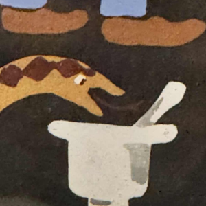 Marie-Louise BATARDY « Pharmacie » gouache sur papier, uvre originale, ca 1980