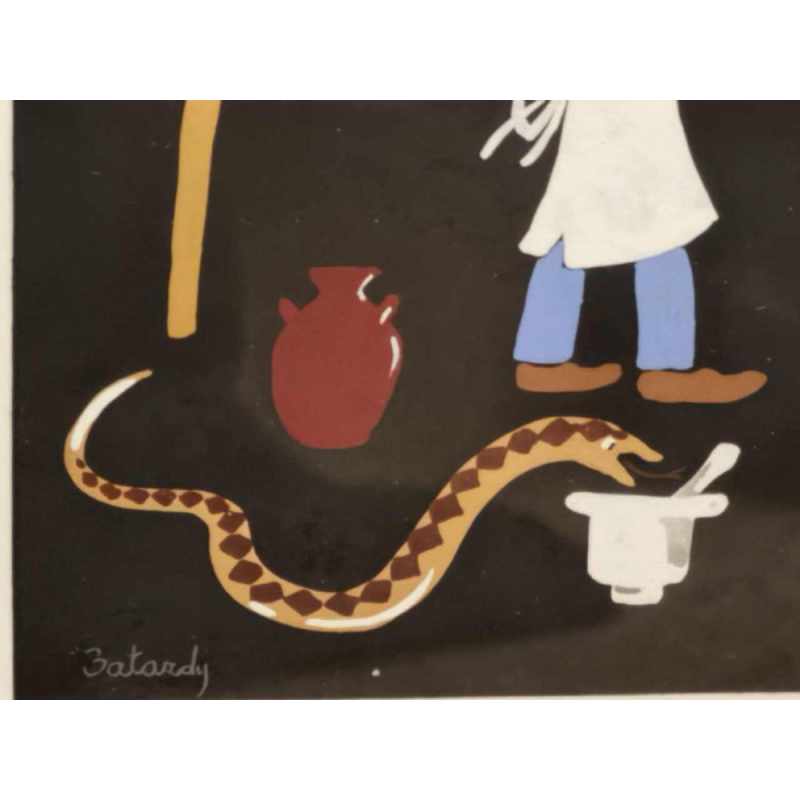 Marie-Louise BATARDY ‘Pharmacy’ gouache on paper, original work, ca 1980