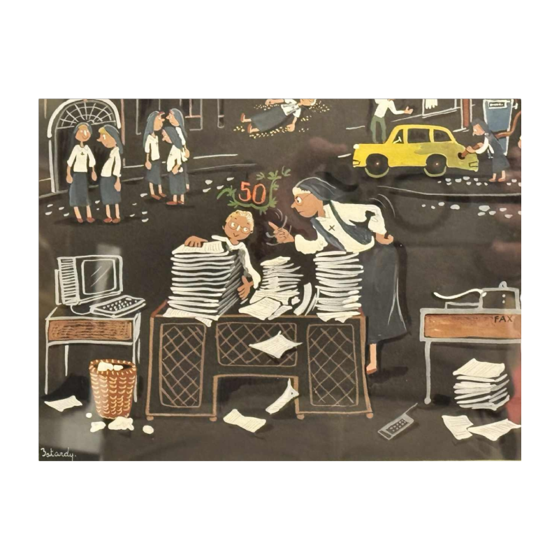 Marie-Louise BATARDY « Souvenirs » gouache sur papier, uvre originale, ca 1980